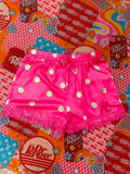 pink polka dot silk shorts