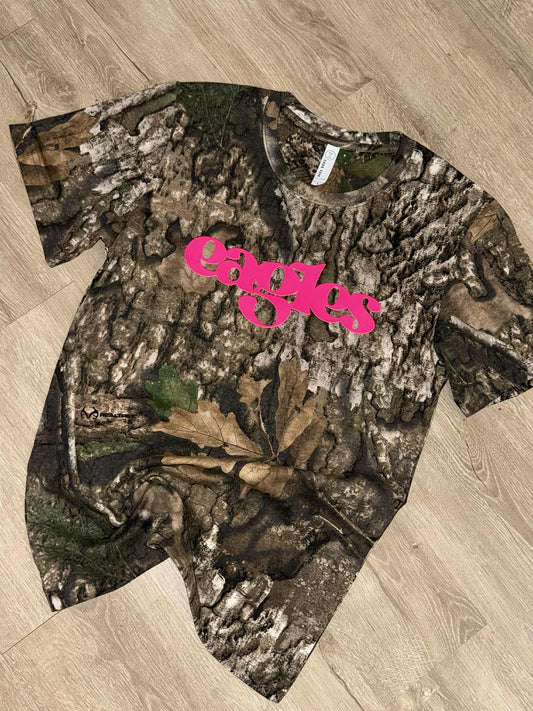 pink eagles camo tee