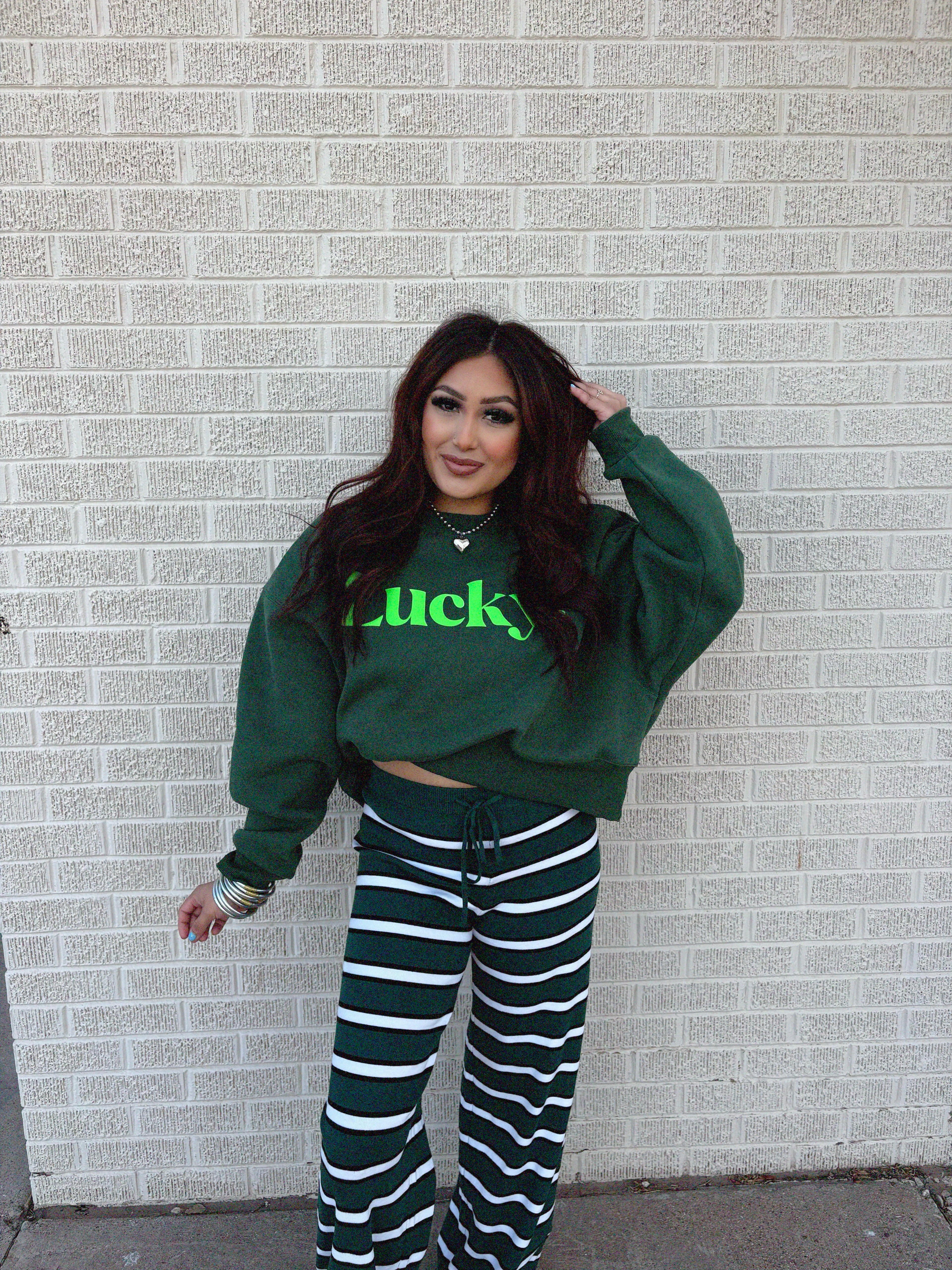 lucky puff crop sweatshirt