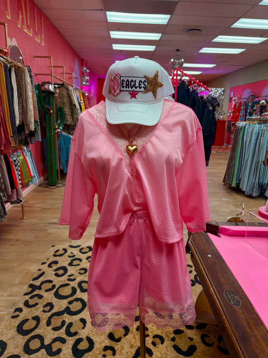 game day jersey short set pink