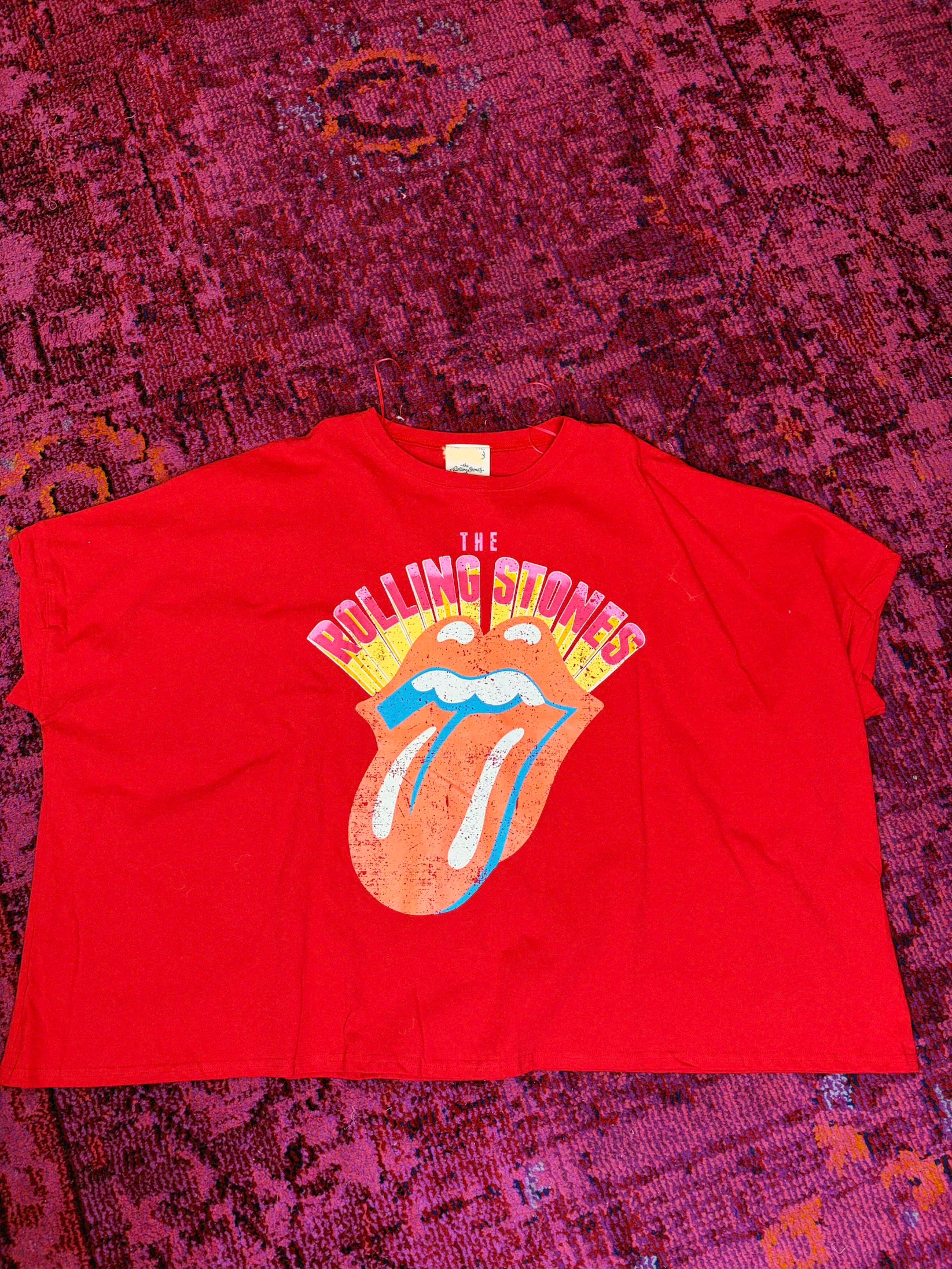 red rolling stone oversized tee