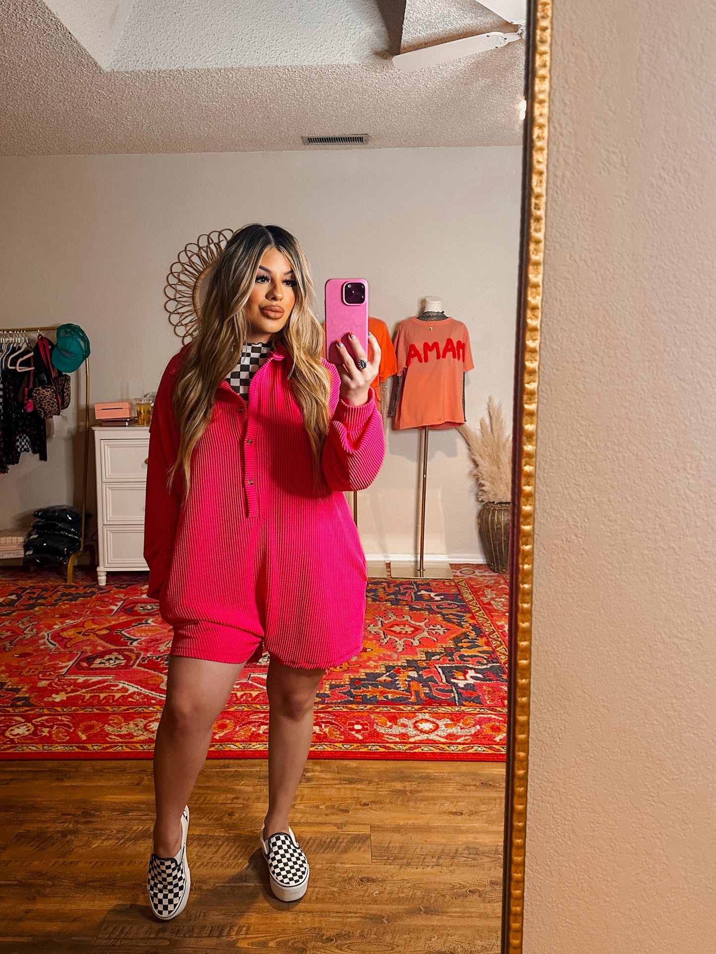 baggy hot pink romper