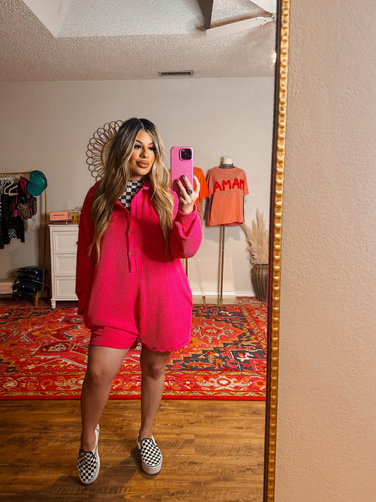 baggy hot pink romper