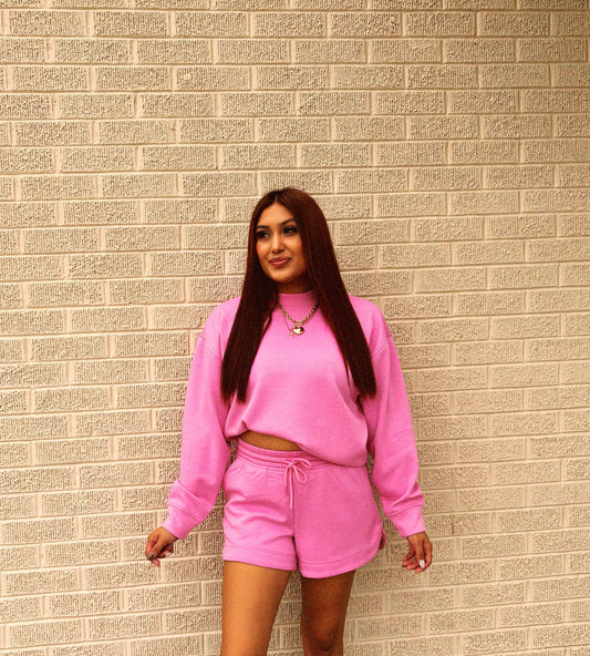 throw and go pink short set