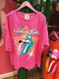 pink rolling stone star tee