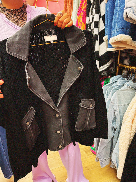 denim knit black jacket