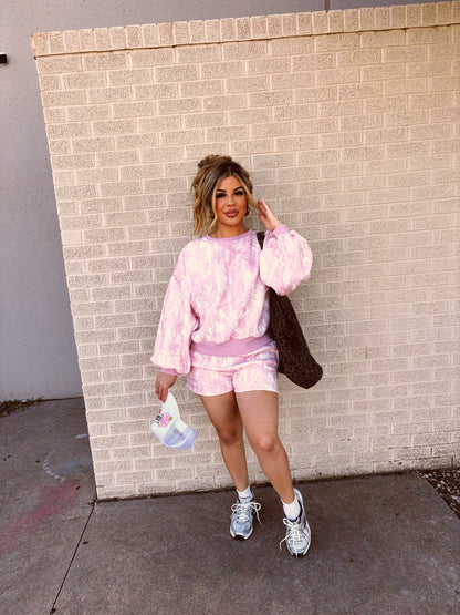go pink camo short set