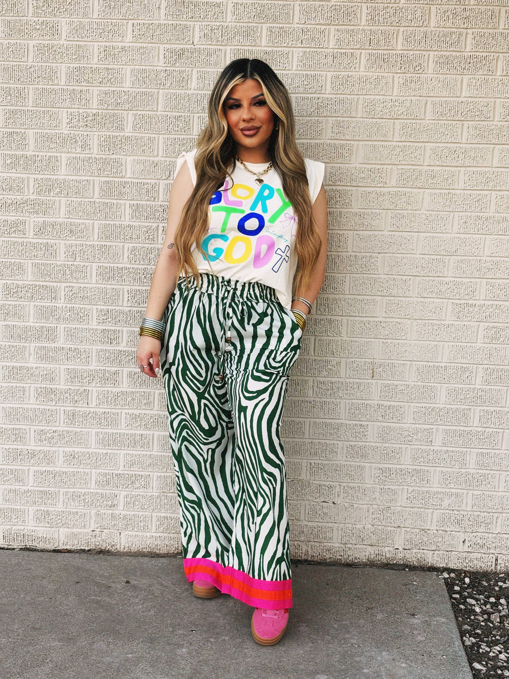 stand out zebra wide leg pant