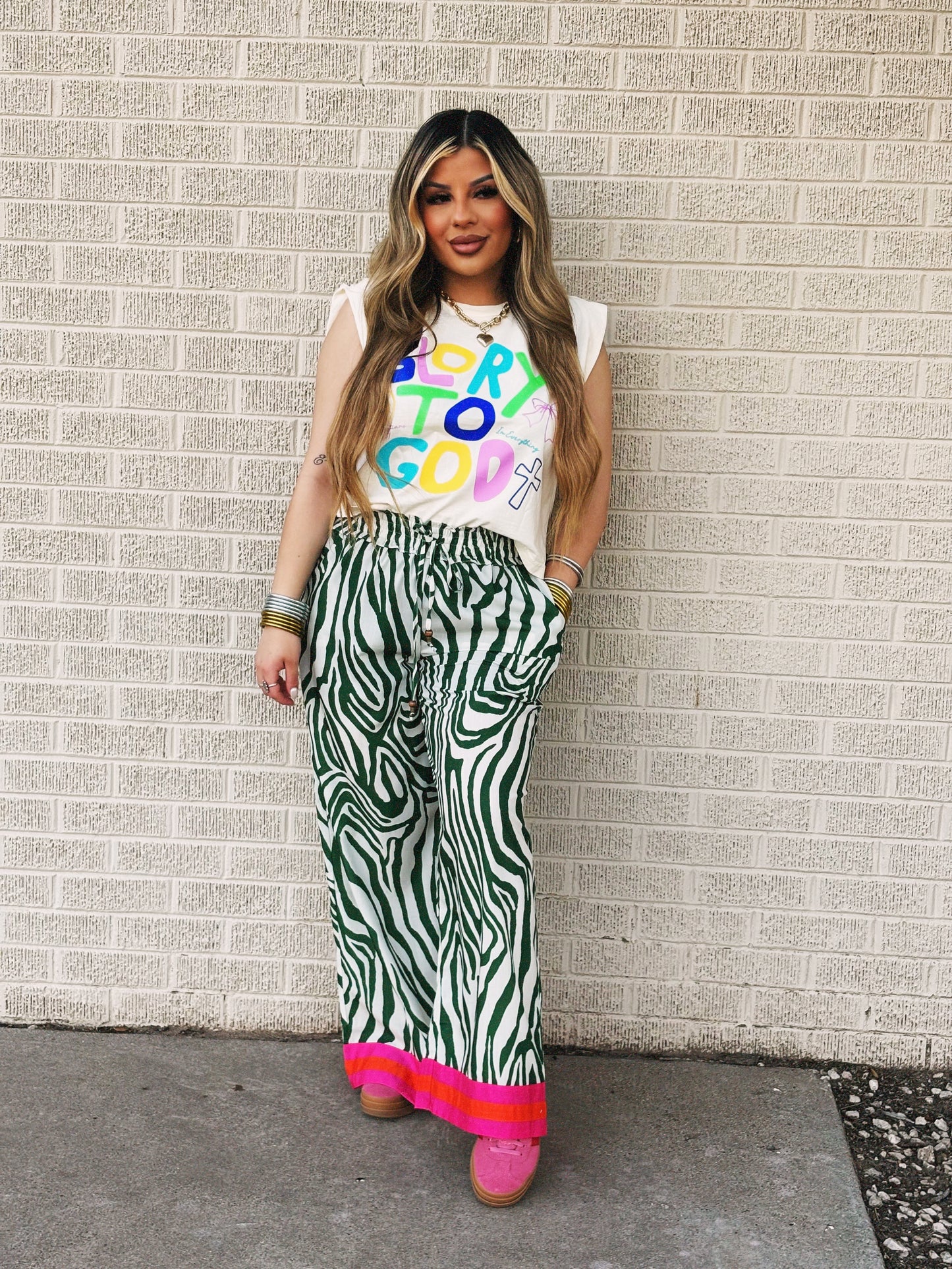 stand out zebra wide leg pant