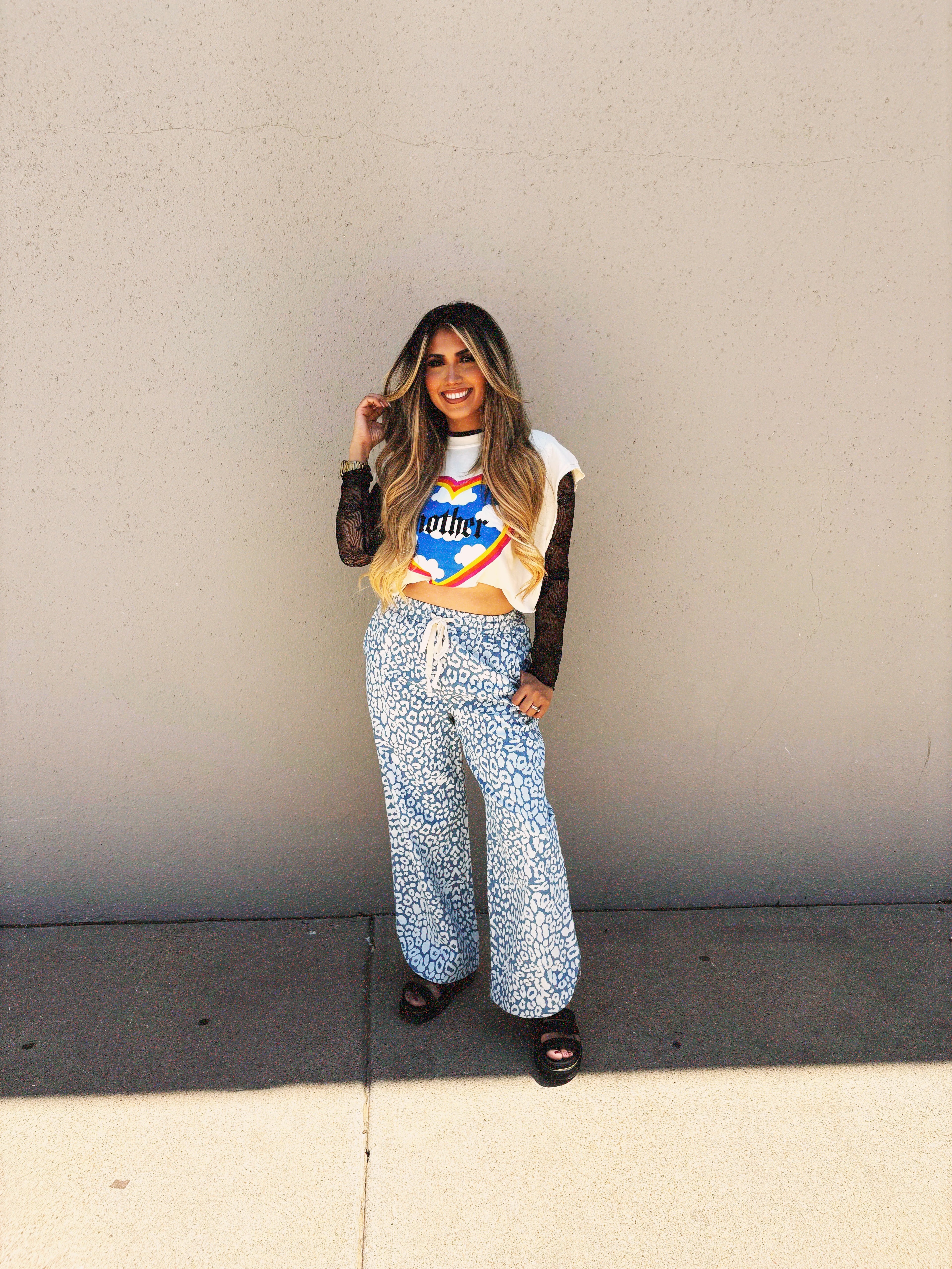 leopard denim pant