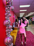 sculpt and slay skort set neon pink