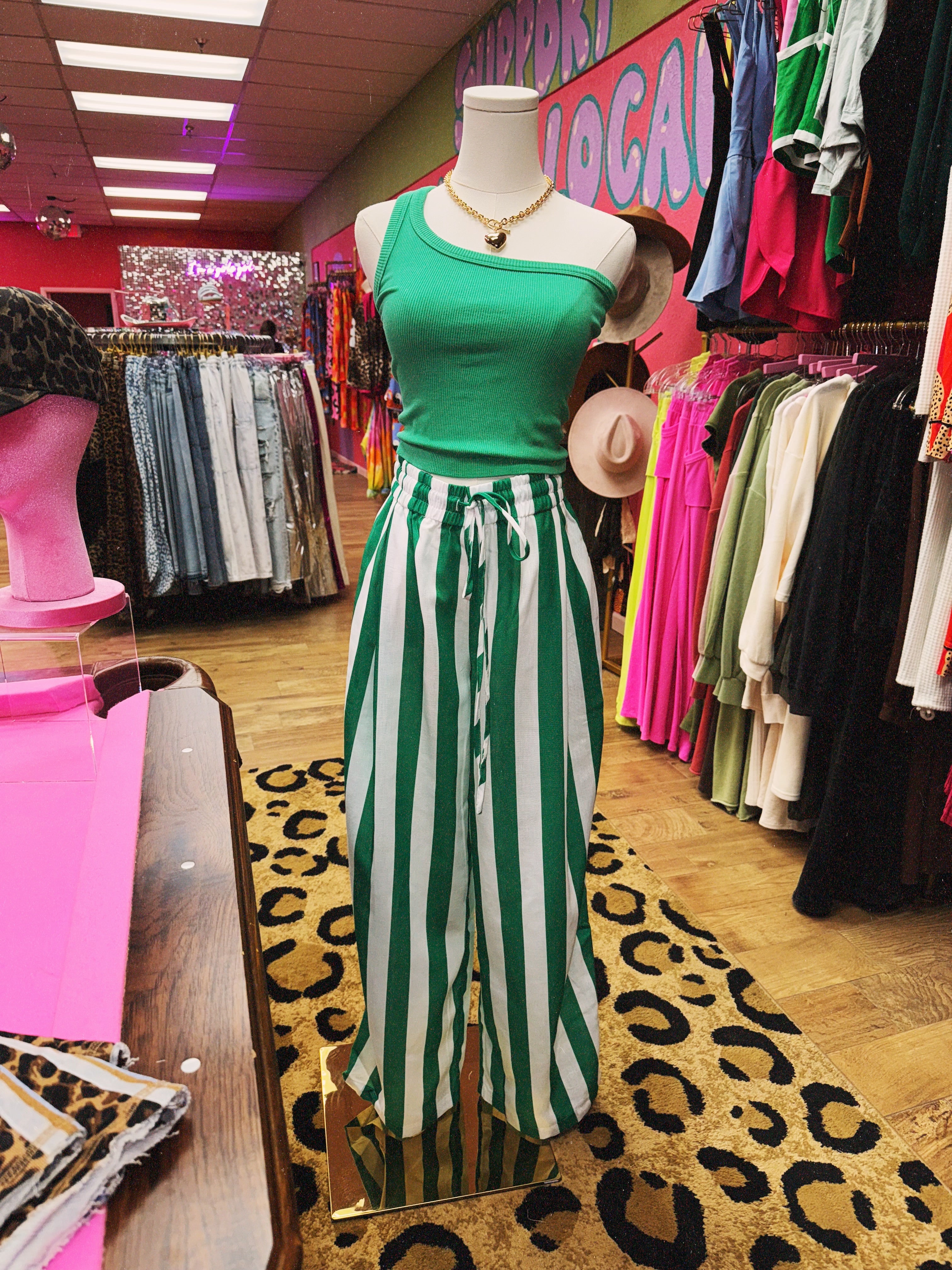 green linen pants
