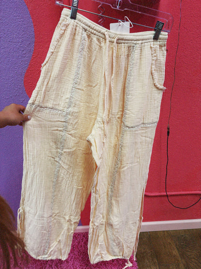 gauze beige pant