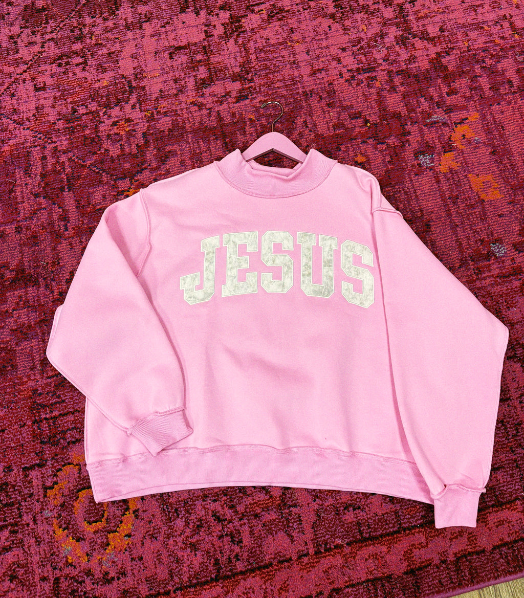 pink camo jesus mockneck