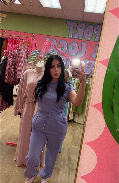 lavender jumpsuit