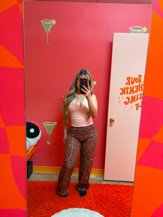 leopard track pants