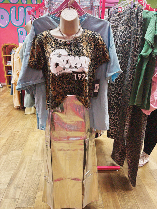 bowie snake print crop tee